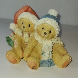 Cherished Teddies in Blue and Orange Winter Attire